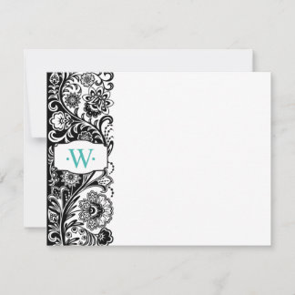 Anpassningsbar Monogram Blommigt Sidebar Notecard Anteckningskort