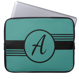 Anpassningsbar Monogram Blue & Black Laptop sleeve
