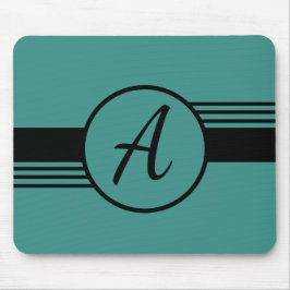 Anpassningsbar Monogram Blue & Black Mousepad Musmatta