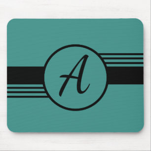 Anpassningsbar Monogram Blue & Black Mousepad Musmatta
