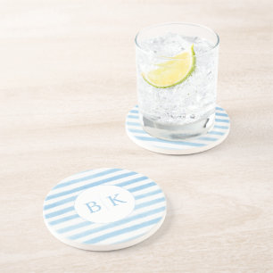 Anpassningsbar Monogram Blue Stripe Sandstone Unde Underlägg