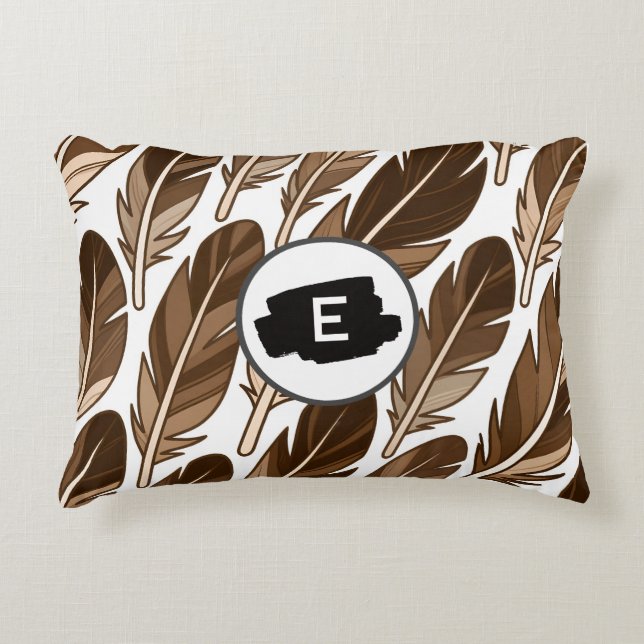 Anpassningsbar Monogram Boho accent Pillow - Brown Prydnadskudde (Framsidan)
