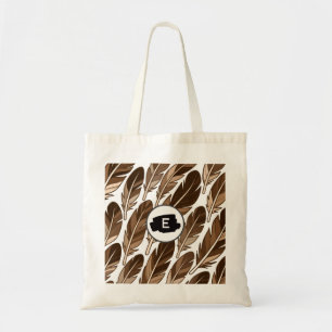 Anpassningsbar Monogram Boho Tote Bag - Brun fjädr Tygkasse
