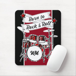 Anpassningsbar Monogram Born till Sten & Roll Drum Musmatta