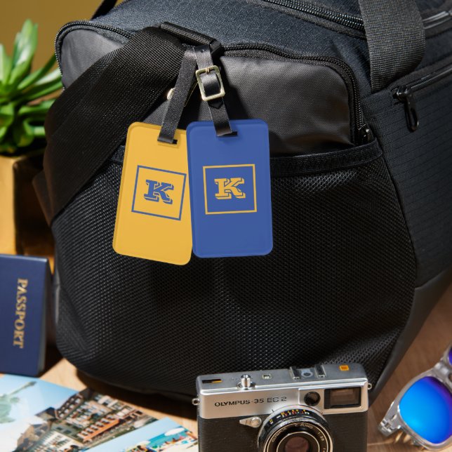 Anpassningsbar Monogram Brev Bagagebricka (Fram & Baksida)