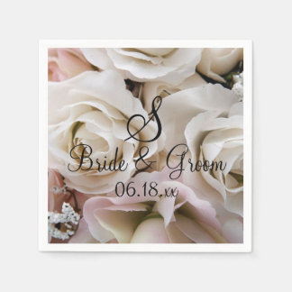 Anpassningsbar Monogram Bride Groom Namn Bröllop R Pappersservett