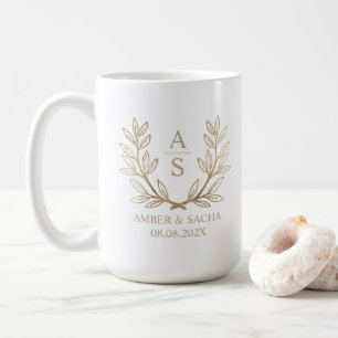 Anpassningsbar Monogram Bröllop Logotyp med andnin Kaffemugg