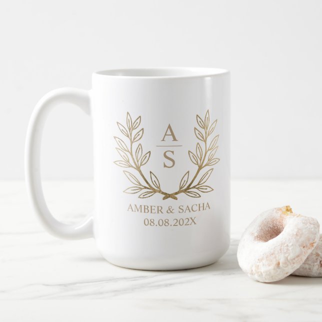Anpassningsbar Monogram Bröllop Logotyp med andnin Kaffemugg (Med munk)
