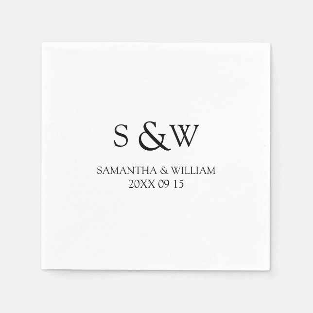 Anpassningsbar Monogram Bröllop Napkins Pappersservett (Framsidan)