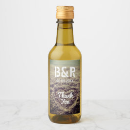 Anpassningsbar monogram, bröllopsfoto mini flaska vinetikett