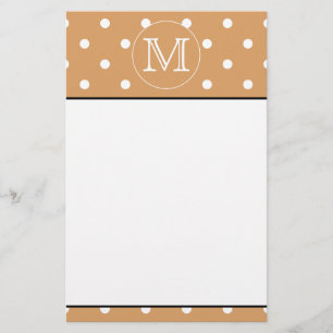 Anpassningsbar Monogram. Brown Polka Dot Mönster Brevpapper