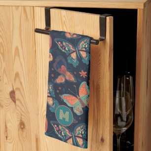 Anpassningsbar Monogram Butterfly Mönster Kökshandduk