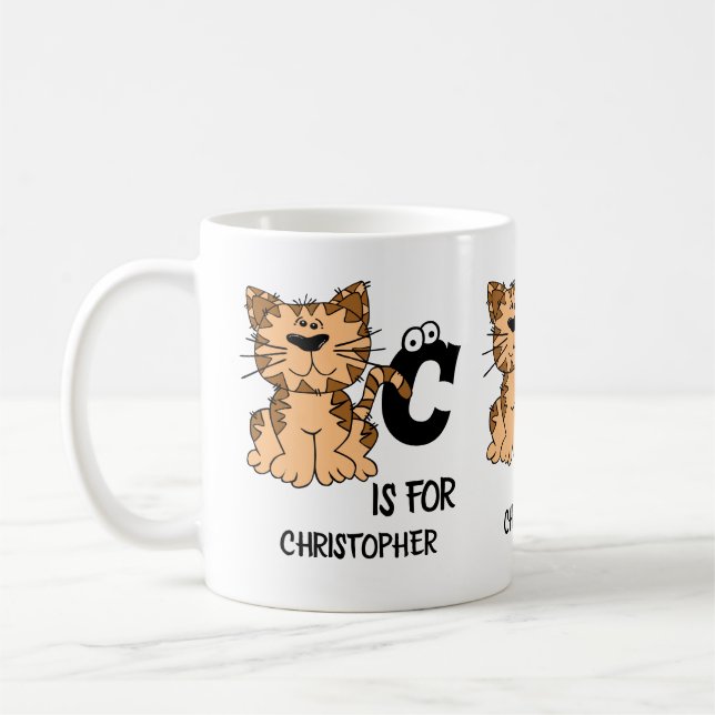 Anpassningsbar monogram C för kattunge i Cats Söta Kaffemugg (Vänster)