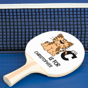 Anpassningsbar monogram C för kattunge i Cats Söta Pingisracket