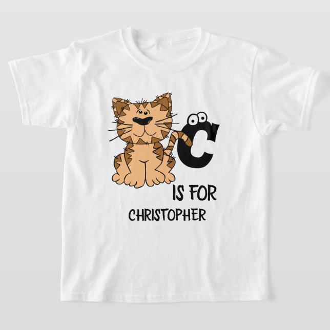 Anpassningsbar monogram C för kattunge i Cats Söta T Shirt (Laydown)