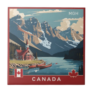 Anpassningsbar Monogram Canada Travel Poster Kakelplatta