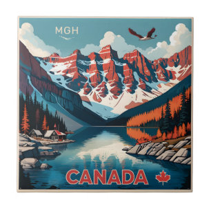Anpassningsbar Monogram Canada Travel Poster Kakelplatta