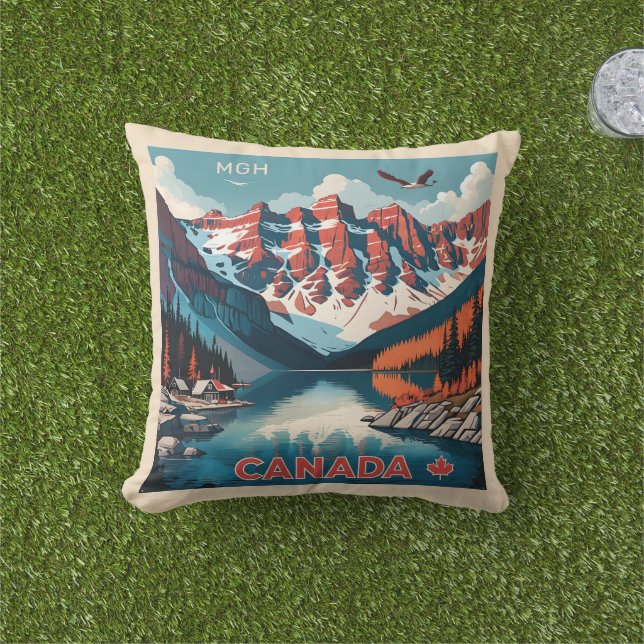 Anpassningsbar Monogram Canada Travel Poster Kudde (Gräs)