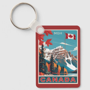 Anpassningsbar Monogram Canada Travel Poster Nyckelring