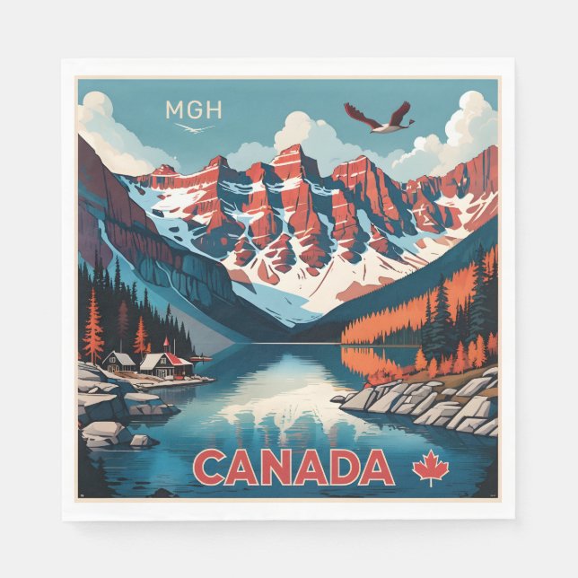 Anpassningsbar Monogram Canada Travel Poster Pappersservett (Framsidan)