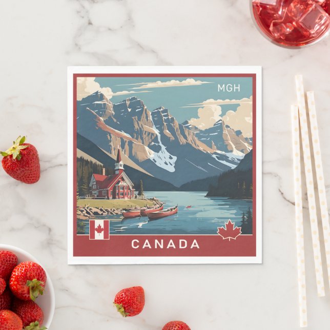 Anpassningsbar Monogram Canada Travel Poster Pappersservett (Insitu)