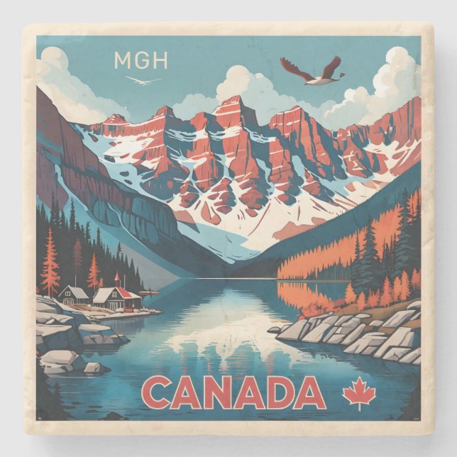 Anpassningsbar Monogram Canada Travel Poster Stenunderlägg (Framsidan)