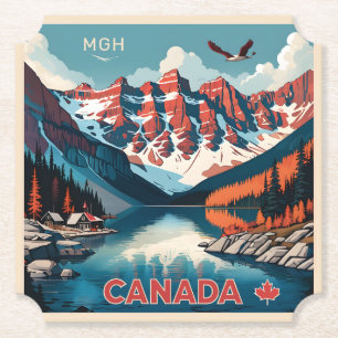 Anpassningsbar Monogram Canada Travel Poster Underlägg Papper