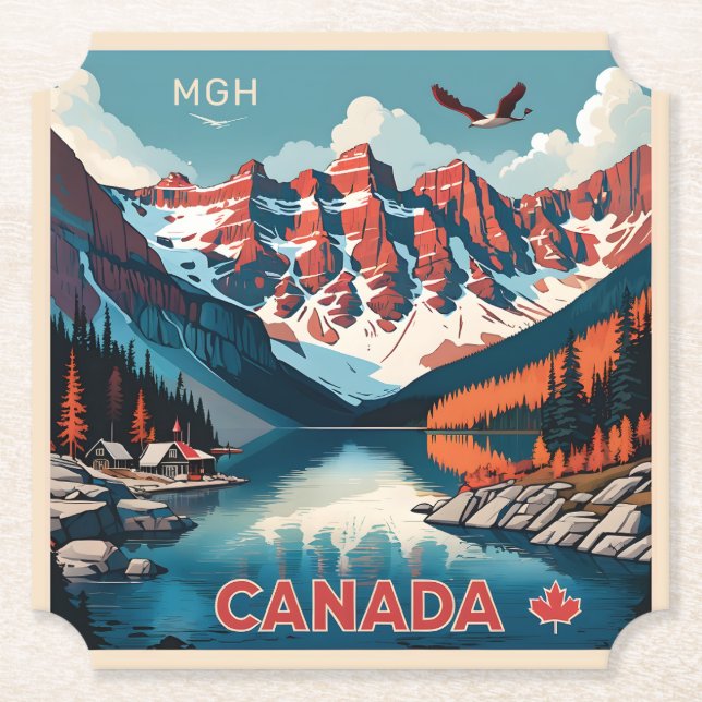 Anpassningsbar Monogram Canada Travel Poster Underlägg Papper (Framsida)