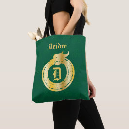 Anpassningsbar Monogram Celtic Stil Guld Toned Our Tygkasse