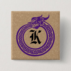 Anpassningsbar Monogram Celtic Stil Ouroboros Knapp