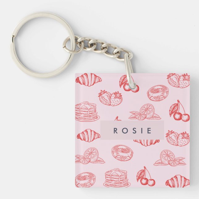 Anpassningsbar Monogram Charming Girly Cherry Stra (Framsidan)