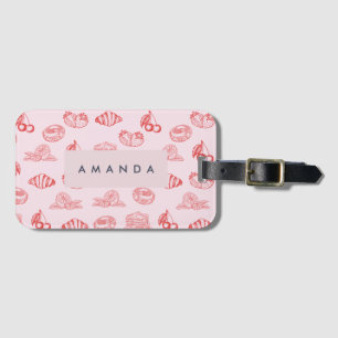 Anpassningsbar Monogram Charming Girly Cherry Stra Bagagebricka