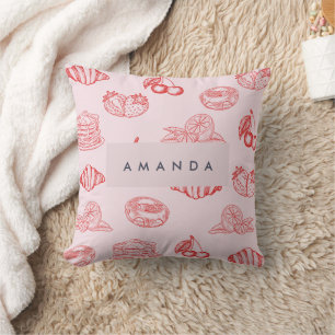 Anpassningsbar Monogram Charming Girly Cherry Stra Kudde