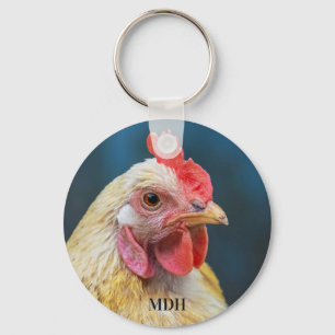 Anpassningsbar Monogram Chicken Close-Up Nyckelring