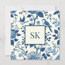 Anpassningsbar Monogram Chinoiserie Blue and White