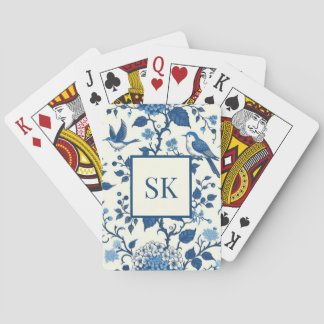 Anpassningsbar Monogram Chinoiserie Blue and White Casinokort