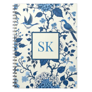 Anpassningsbar Monogram Chinoiserie Chic, Hydrange Anteckningsbok