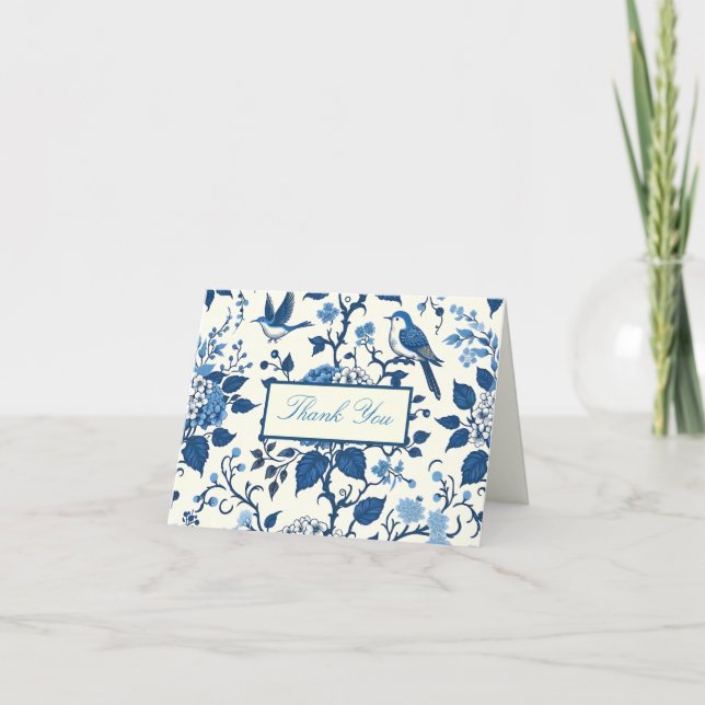 Anpassningsbar Monogram Chinoiserie Chic, Tack Kort (Framsida)