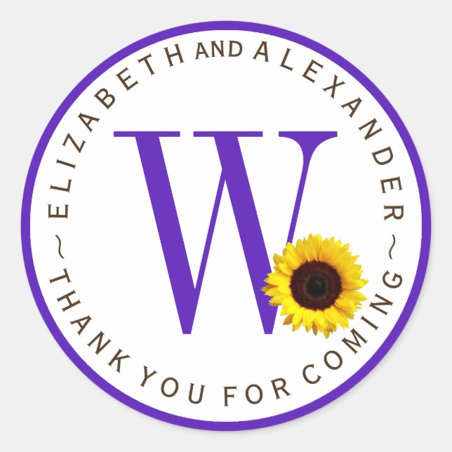 Anpassningsbar Monogram cirkulär solrossolrosTack Runt Klistermärke (Framsida)