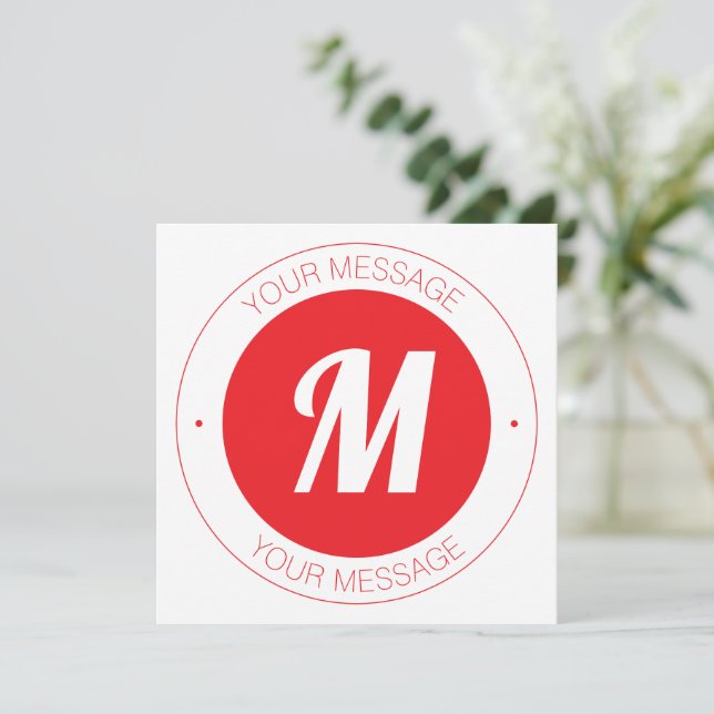 Anpassningsbar monogram & cirkulär textmall anteckningskort (Stående Fram)