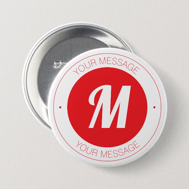 Anpassningsbar monogram & cirkulär textmall knapp (Framsida & baksida)