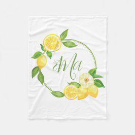 Anpassningsbar Monogram Citrus Blommigt Baby Namn Fleecefilt