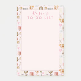 Anpassningsbar Monogram Coquette Cute Girly Rosa F Post-it Block