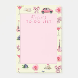 Anpassningsbar Monogram Coquette Cute Girly Rosa F Post-it Block