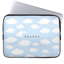 Anpassningsbar Monogram Cute Girly Blue Cloud Gift