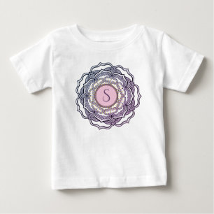 Anpassningsbar Monogram Cute Girly Mandala Flicka  T Shirt