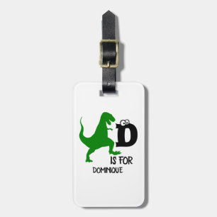 Anpassningsbar monogram D är avsett för Dinosaur s Bagagebricka