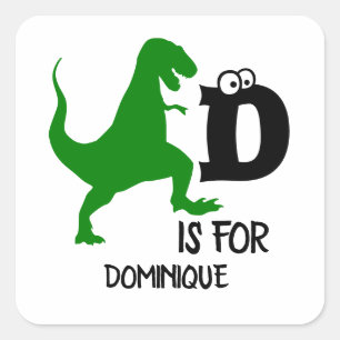 Anpassningsbar monogram D är avsett för Dinosaur s Fyrkantigt Klistermärke
