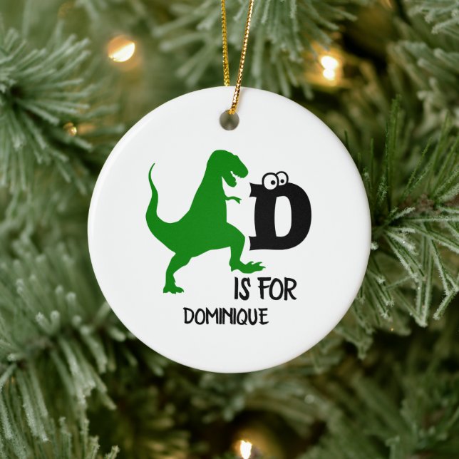 Anpassningsbar monogram D är avsett för Dinosaur s Julgransprydnad Keramik (Träd)