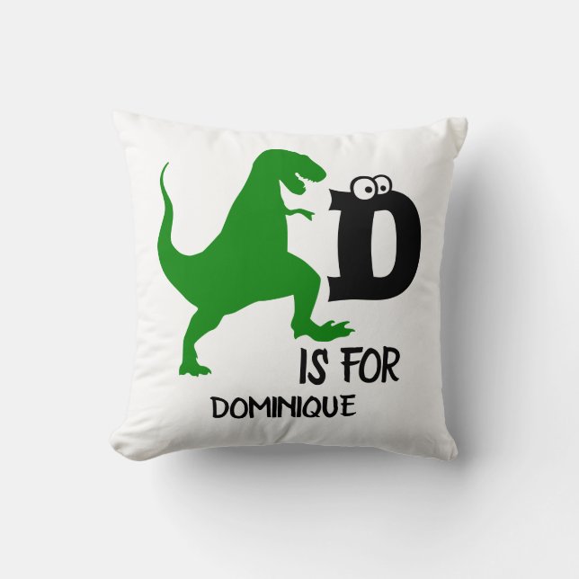 Anpassningsbar monogram D är avsett för Dinosaur s Kudde (Framsida)